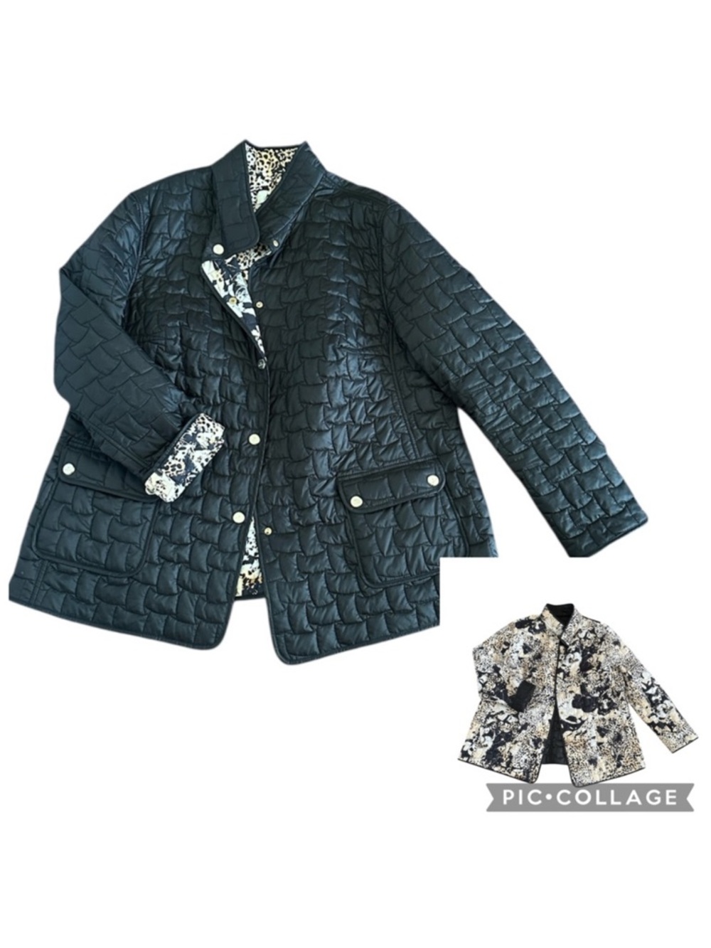 Basler Double Sided Reversible Black Quilted Women's Jacket Plus Size 16/18